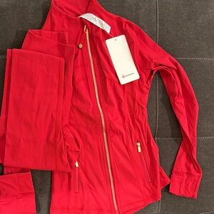 Lululemon Red Jacket and Leggings Set